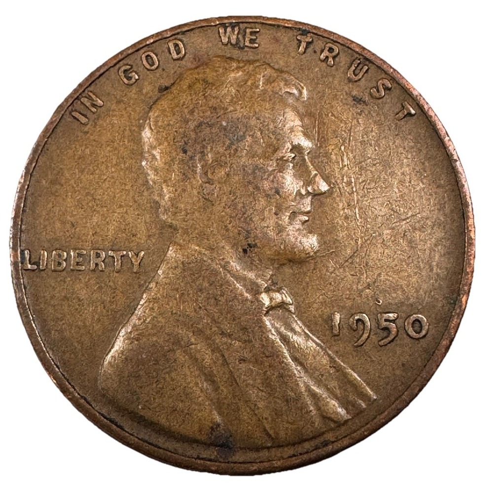 1950 P Lincoln Wheat Cent – Circulated Good Condition – Vintage U.S. Penny